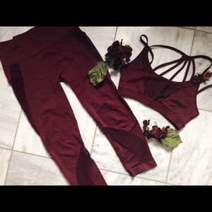 Sexy maroon workout set
